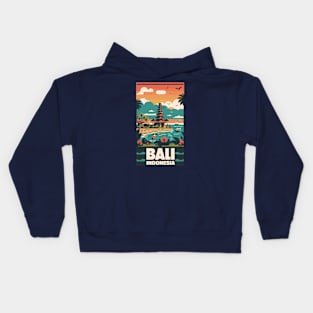 A Vintage Travel Art of Bali Indonesia Kids Hoodie